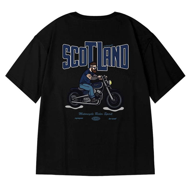 

Motorcycle Tide Brand Loose T-shirt Fat Short Sleeve Men Plus Five Quarter Sleeve Cotton Country Tide Big Size Men's Summer