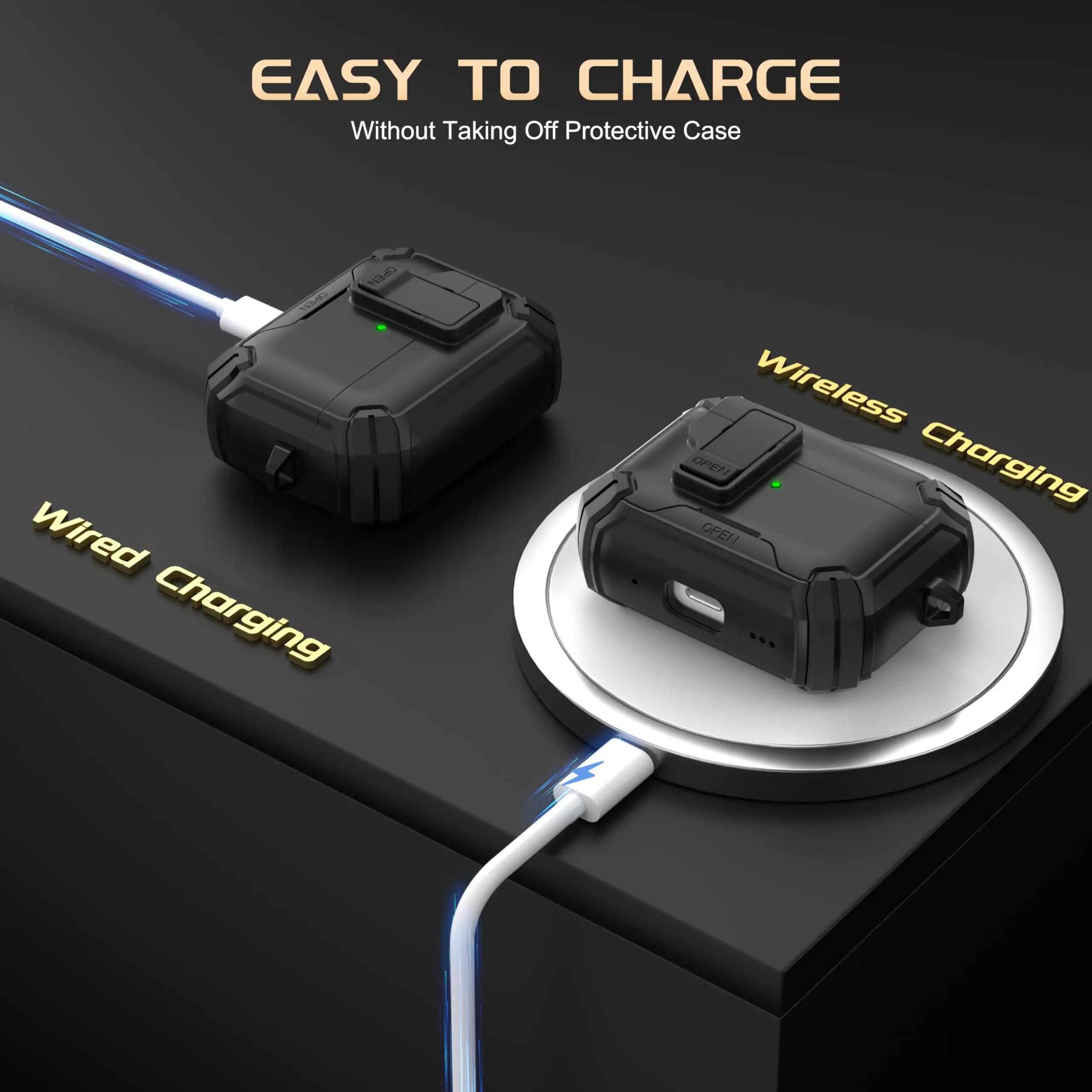 for AirPods Pro 3 Case (2025) with Phone Stand&Cleaning Kit Automatic Lock Case Cover Accessories for AirPods 4/Pro 2/Pro 3 Case - Image 5