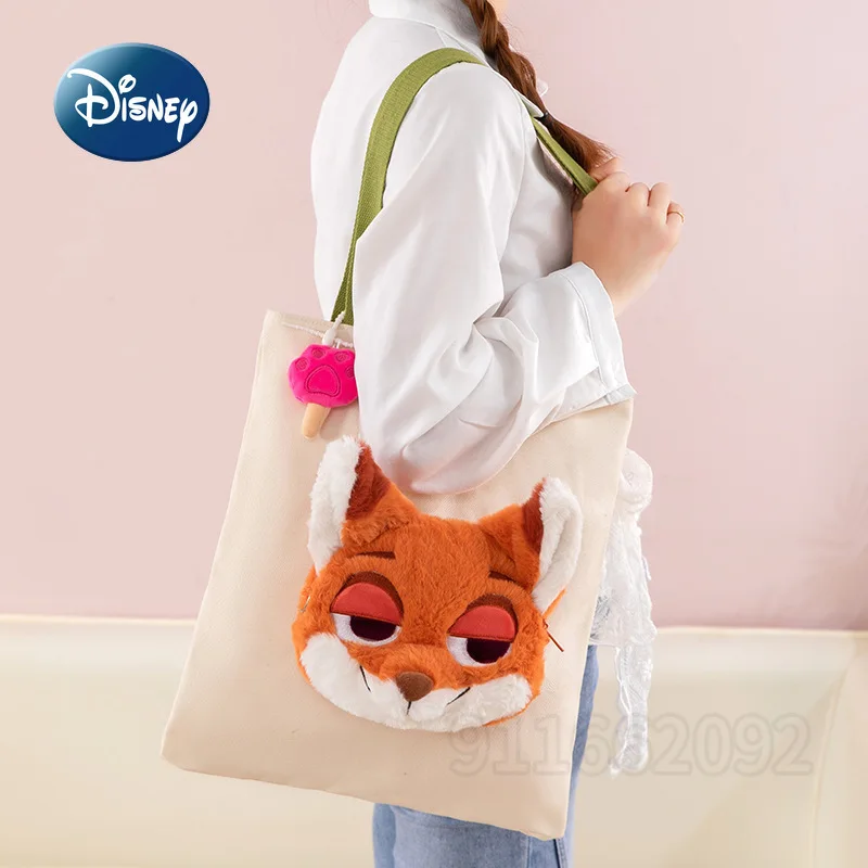 Disney Judy Nick New Women's Handbag Canvas Large Capacity Women's Shoulder Bag Multifunctional Cartoon Fashion Women's Bag