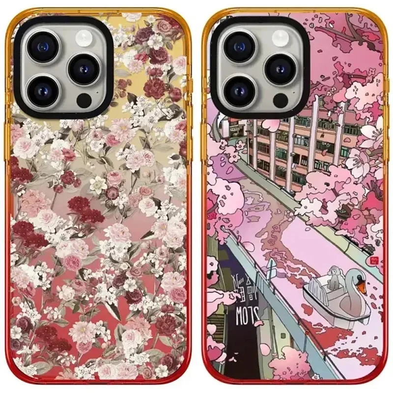 

Peach Gradient Border 2.0 Acrylic Flower Sakura iPhone 11 12 13 15 14 Pro Max Protective Case, Fits iPhone 15 Pro Max