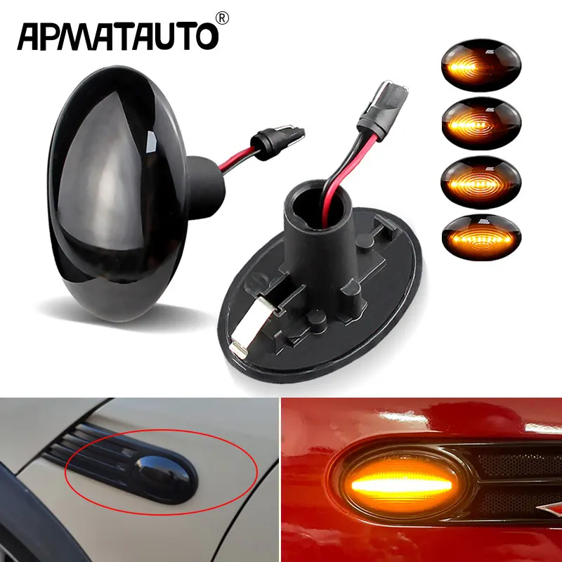 

2 шт. для MINI Cooper R55 R56 R57 R58 R59 2007-2013 Искусственные СВЕТОДИОДНЫЕ динамические боковые маркеры поворотный сигнал последовасветильник световой сигнал