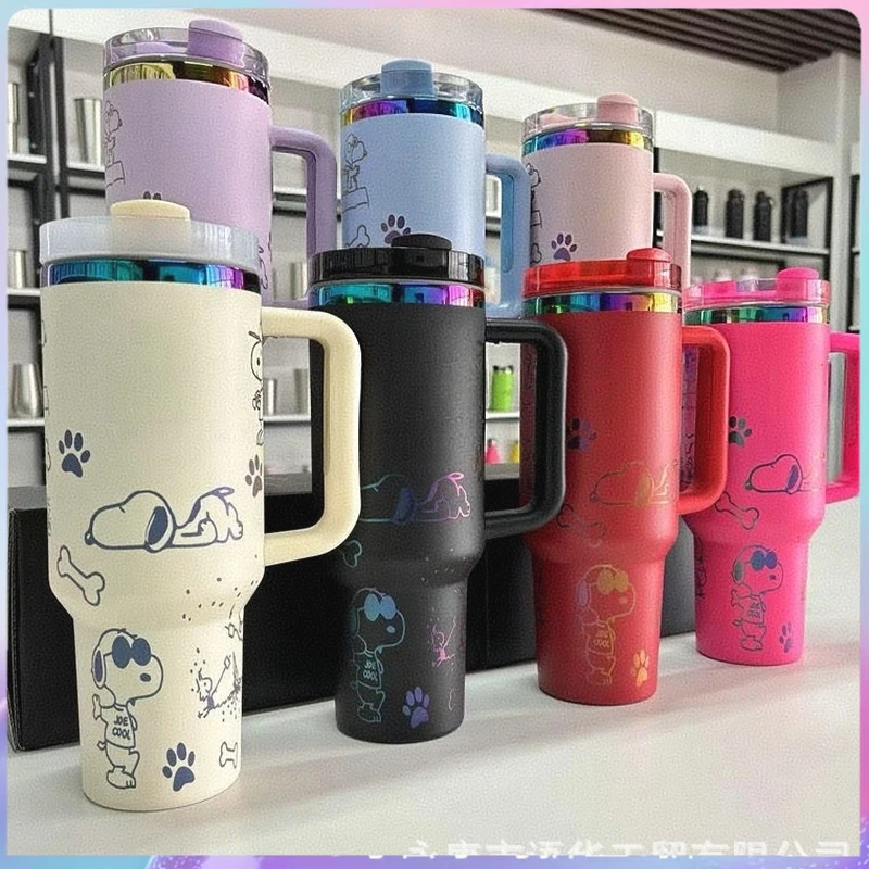 

Kawaii японский Snoopy 40 унций 304 стальной барабан типа библейский привод изолированная чашка милая портативная соломенная чашка большой емкости ледяной шар подарок