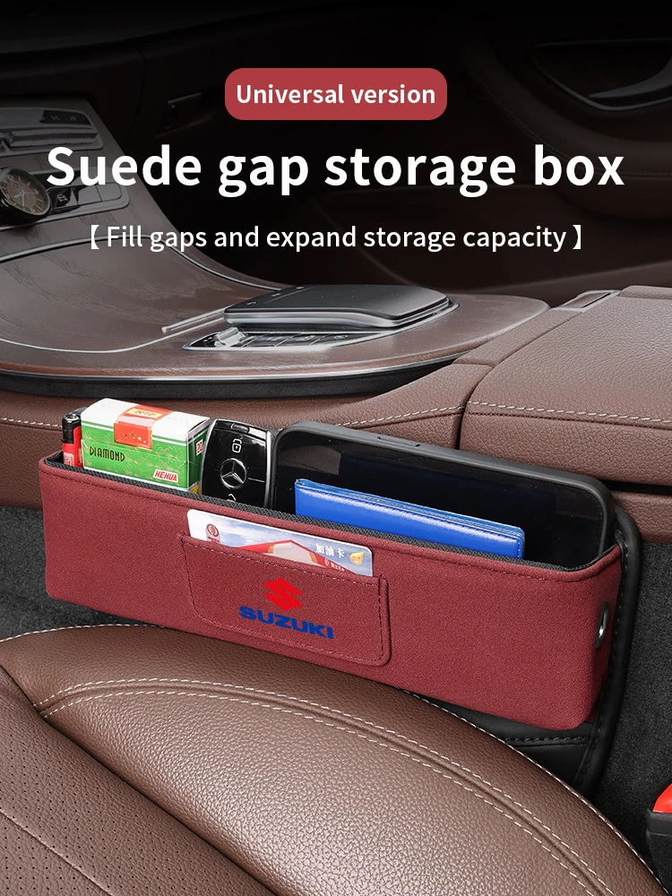 Car Suede Seat Crevice Storage Case For Suzuki Vitara Grand Alto Baleno SX4 Fronx Swace Vitara IGNIS Jimny S-Cross Swift Samurai