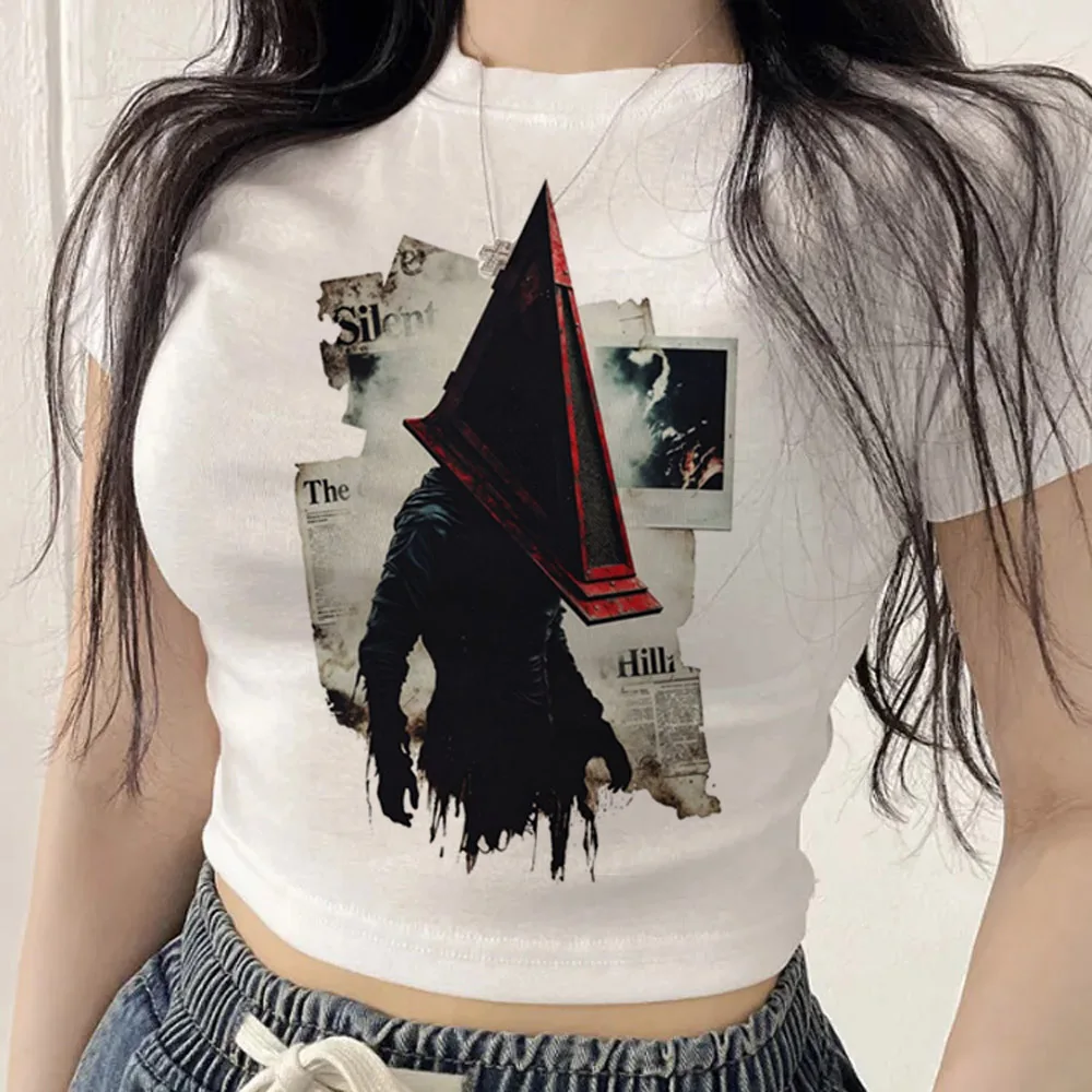 Silent Hill cropped top female dollette kawaii streetwear harajuku y2k t shirt goth meme alternative  gothic korean fashion