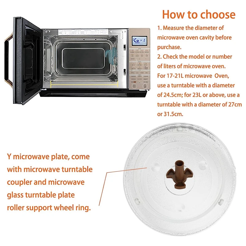 12.5 Inch Universal Microwave Glass Plate Microwave Glass Turntable Plate Spare Parts Accessories For Kenmore, Panasonic