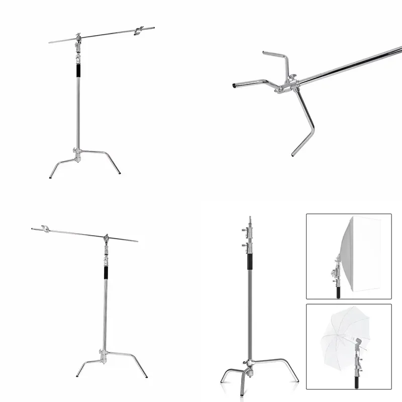 Heavy Duty Light Stand C-Stand - Max. 10ft/3m Adjustable, 3.5ft Grip Arm + Handle