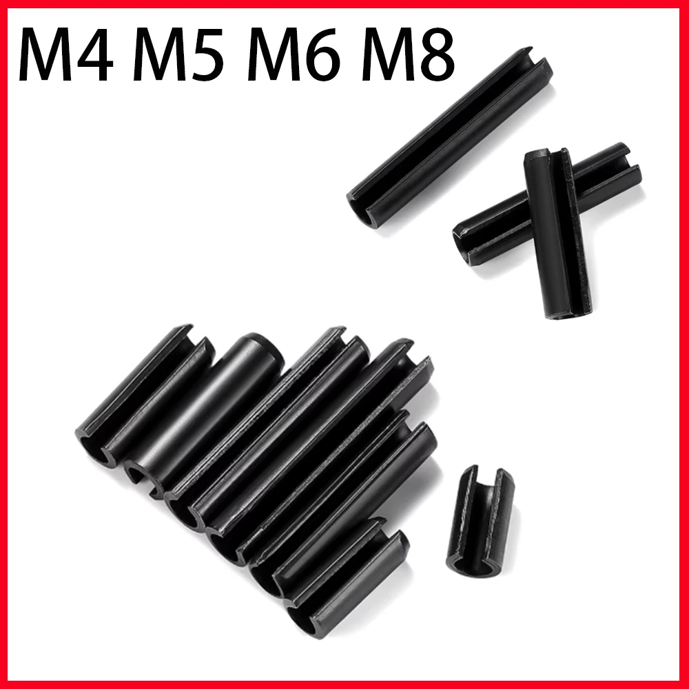M4 M5 M6 M8 65Mn Steel Spring Pin Black Cylindrical Open Positioning Dowel Elastic Slotted Split Tension Pins Length 6/8-100mm