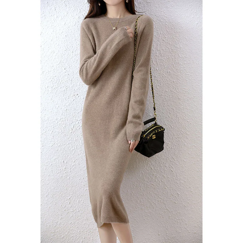 

New Autumn Half Turtleneck Knitted Sweater Dress Women'S Dress Autumn Winter Women'S Coat Clothing