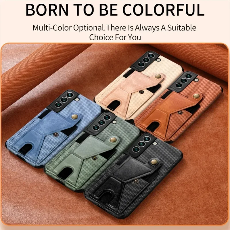 Carbon Fiber Wallet Flip Card Holder Phone Case for Samsung Galaxy S21 S23 FE S24 S22 Plus Ultra A25 A15 A35 A05 A05S Leather