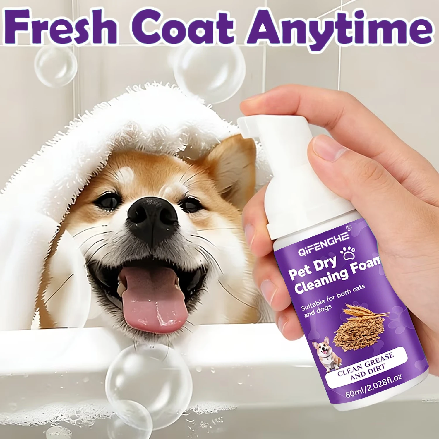 Trockenshampoo für Hunde & Katzen - Wasserloser Schaum Ohne Ausspülen, Desodorierend & Reinigend für Welpen und Kätzchen – Detail 5