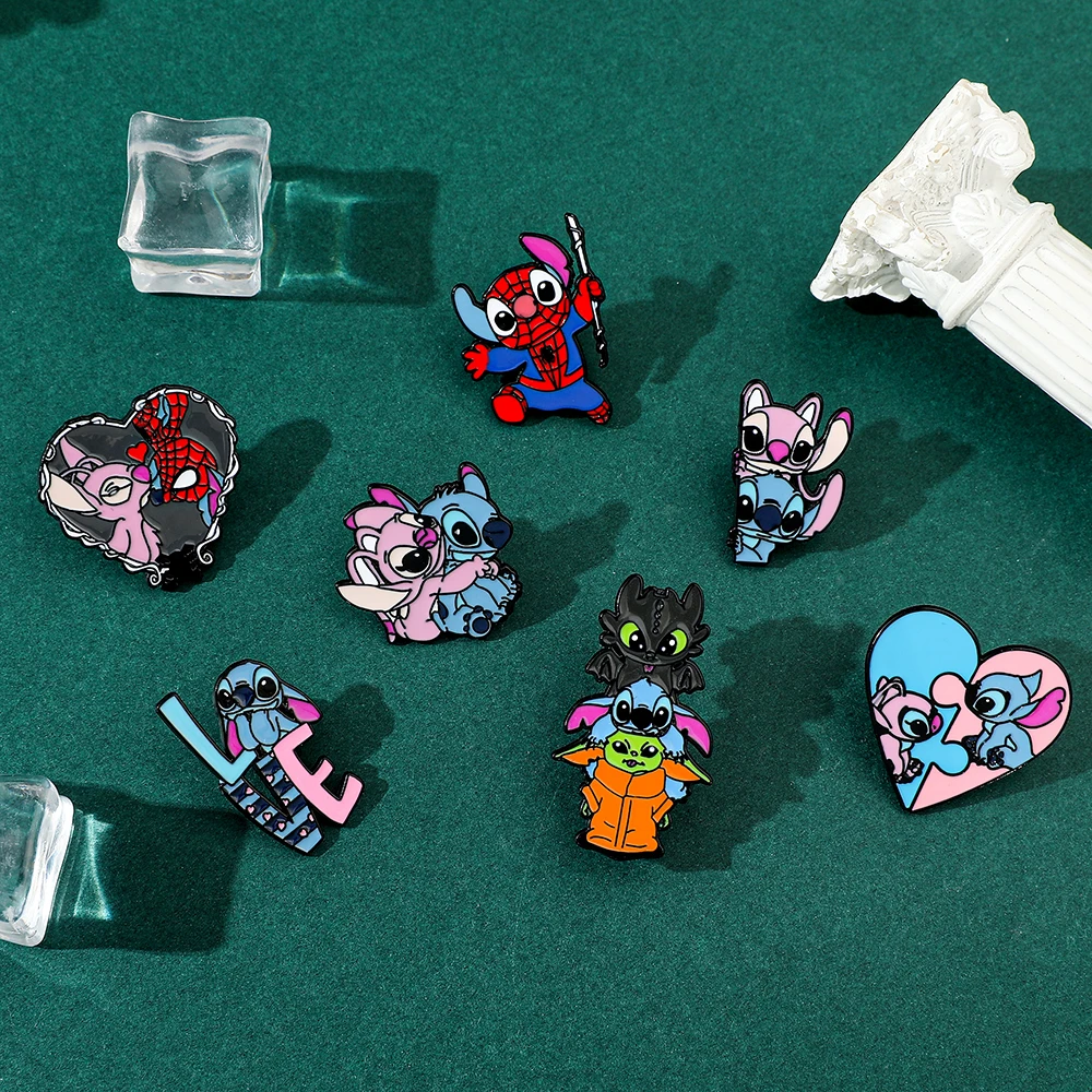 Cute Anime Stitch Enamel Pin - Kawaii Cartoon Brooch Badge for Backpacks, Jackets, Hats - Ideal Gift for Anime Lovers, Girls