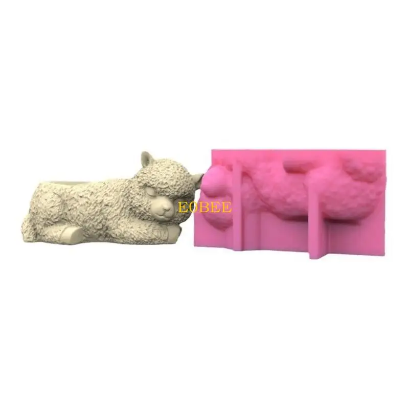 

E0BE Flower Pots Cement Silicone Mold Alpacas Planter Molds Resin Mold Jewelry Storage Mould Epoxy Casting Molds