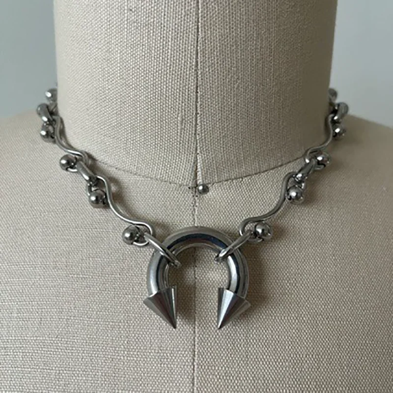 New Nose Clip Pendant All-Stainless Steel Necklace Nightclub Sexy Geometric Nose Clip Collarbone Neck Chain Women's Necklace