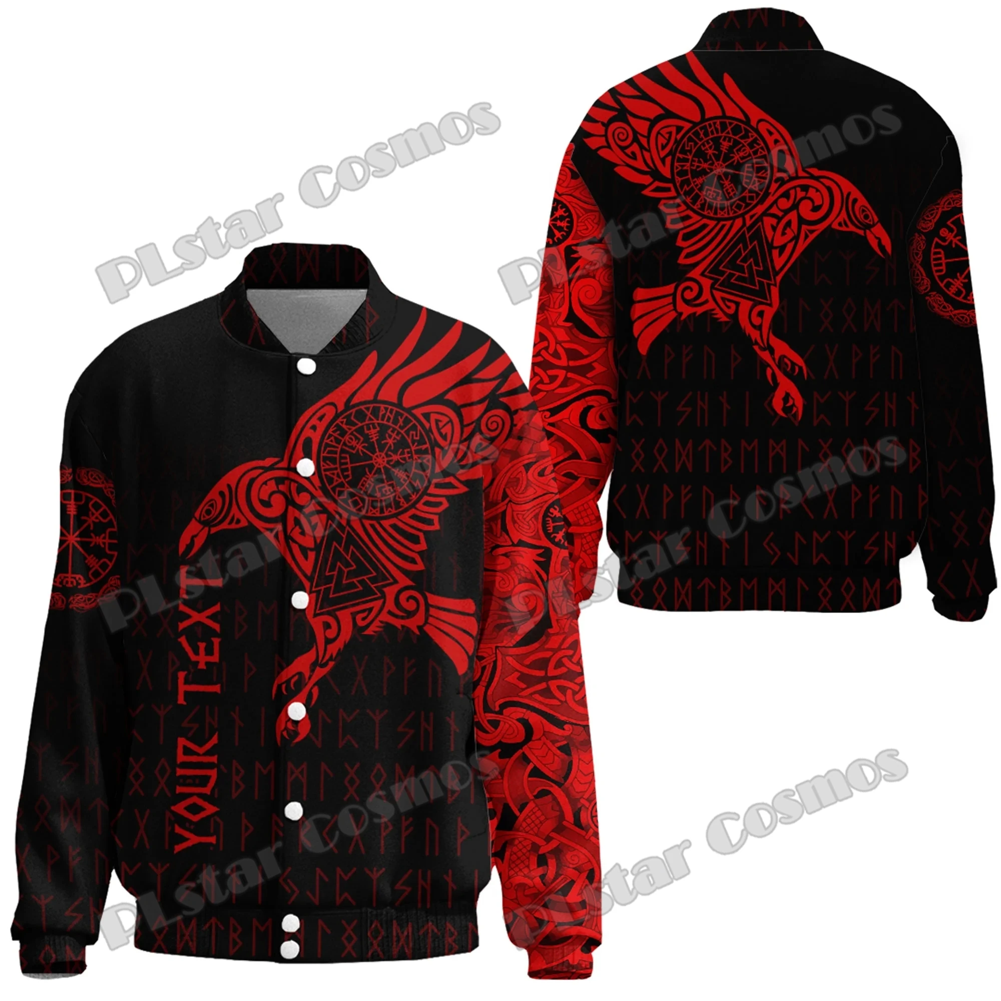 

The Raven Of Odin Tattoo Red Custom 3D Printed Fashion Mens Baseball Varsity Jacket Unisex Casual Winter Baseball Jacket FX24