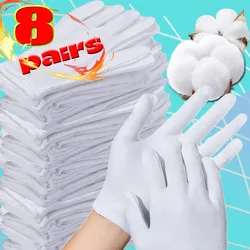 5/8pairs Cotton Pure White Cotton Lining Glove Work Labor Protection Jersey Gloves High Stretch Etiquette Beaded Mittens Gloves