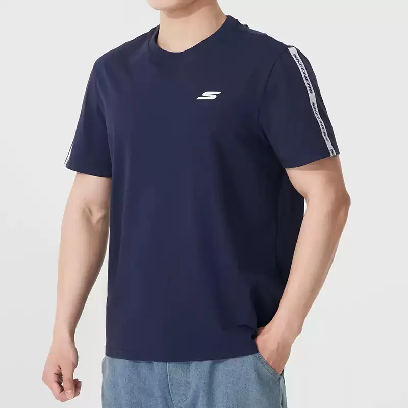 Skechers Men's Summer Sports Short-Sleeved Round-neck Breathable Casual Loose Knit T-Shirt P225M270-0515