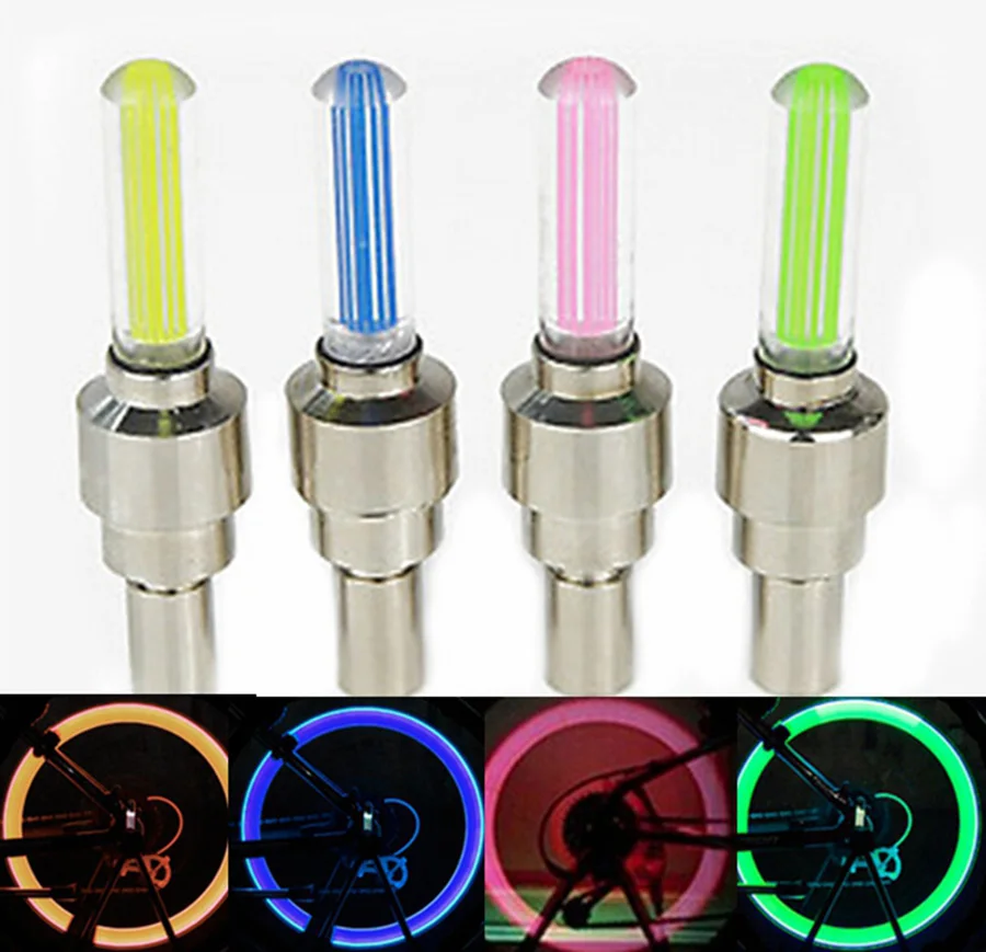 2PCS Bike Light LED Flash Wheel Tire Valve Cap Car Lights 4 Colors Tire Lamp For Car Motorcycle Bicycle