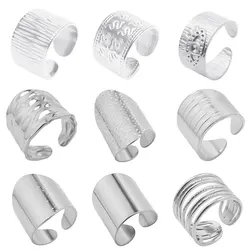 5Pcs Retro National Style Stainless Steel Ring Irregular Geometry Water Ripple Rings For Men Women Finger Jewelry Holiday Gift