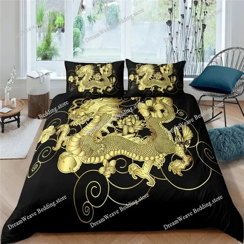 Dragon Cartoon Comforter Bedding Set,Duvet Cover Bed Set Quilt Cover Pillowcase,King Queen Size Bedding Set for Adult Child Gift