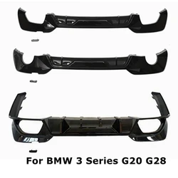 For BMW G20 G28 M Sport 2019 2020 glossy black car square/round exhaust port rear bumper diffuser lip spoiler separator