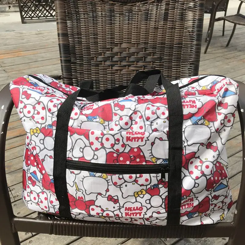 Kawaii Travel Bag Sanrio Melody Kitty Cinnamoroll Anime Student Cartoon Foldable Portable Large Capacity Travel Organizer Kt Bag