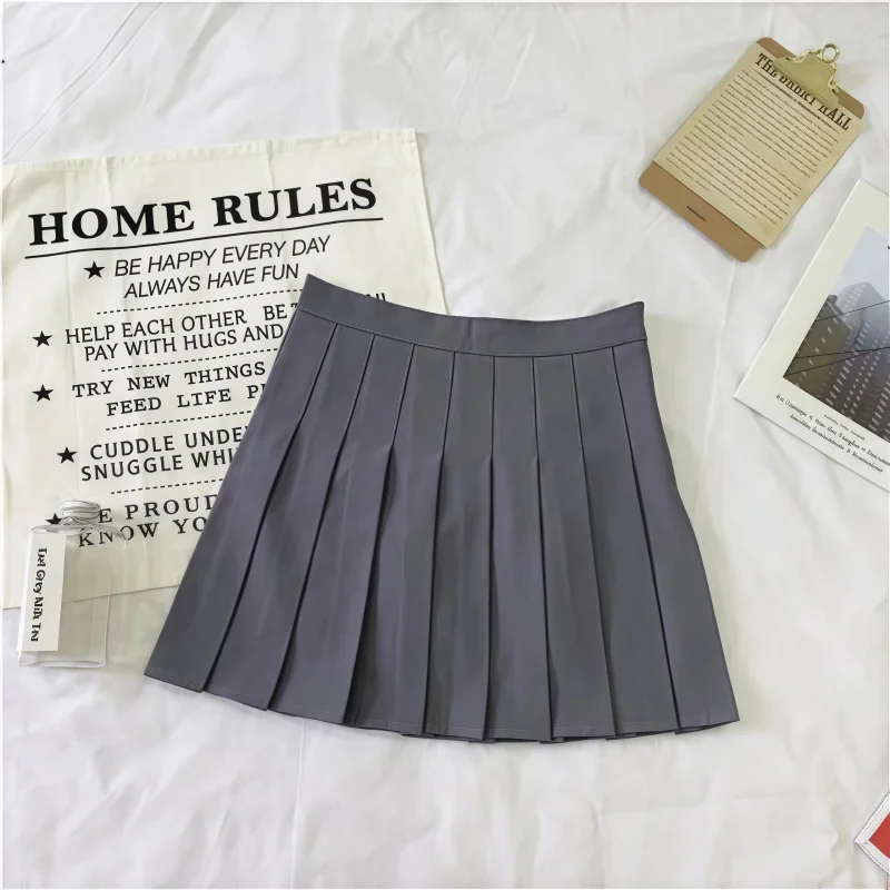 하이 웨이스트 플리츠 스커트 한국 스타일 미니 드레스 빈티지 솔리드 컬러 a 라인 스커트 학생 세련된 슬리밍 디자인