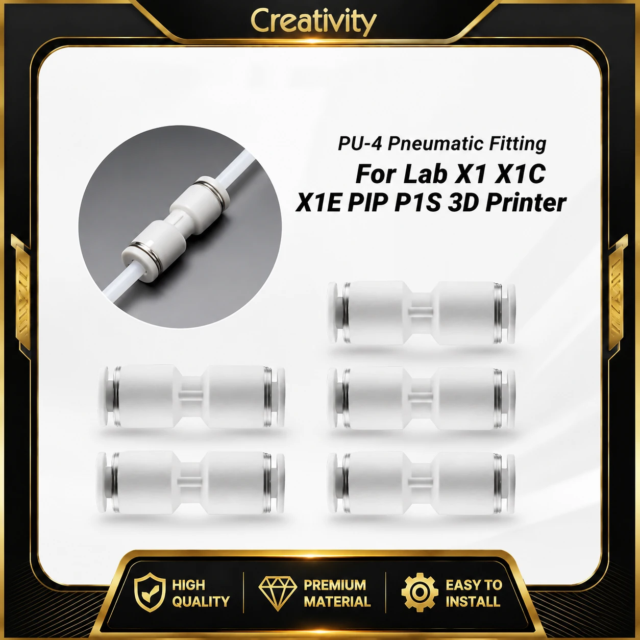 For Bamboo Lab X1/X1C/P1P/P1S/A1 AMS PTFE Tube Pneumatic Fitting Connector for 1.75mm Filament Fast Coupling 3d Printer Parts