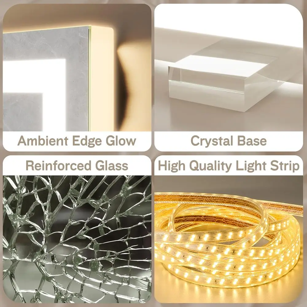 مرآة زينة مضيئة بإضاءة LED مقاس 20 × 22 بوصة مع أضواء قابلة للتعديل بثلاثة ألوان، تكبير 10 مرات، تحكم باللمس، لغرفة النوم أو Dressi #5