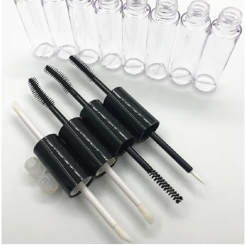 8ml+8ml Empty Container Liquid Eyelash Eyeliner Lip Gloss Bottle Double-headed Clear Black Tube Refillable Big Capacity Cosmetic