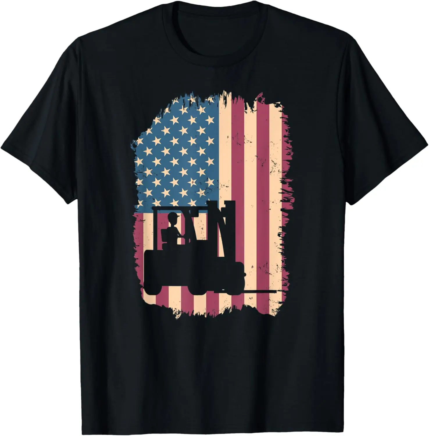 

Forklift Operator T Shirt - American Flag T-Shirt