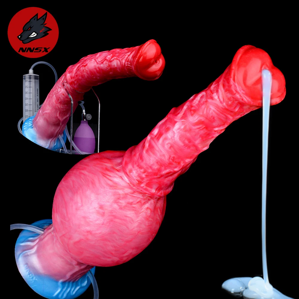 NNSX Long Anal Plug Silicone Horse Anal Dildo Squirting Inflatable Penis With Suction Cup Adult Sex Toys For Men And Women