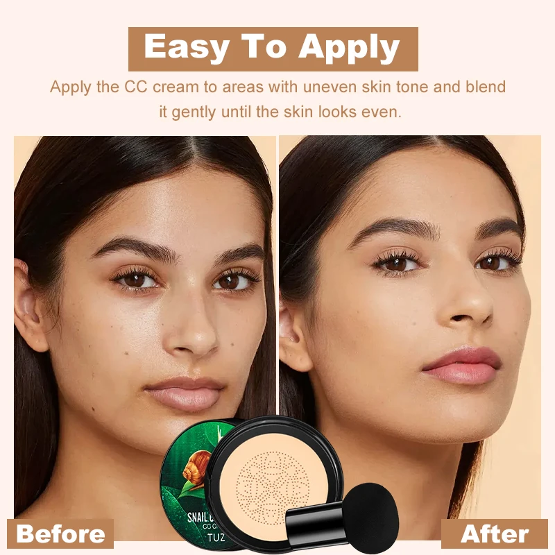 カタツムリコラーゲンCCクリーム、防水、長持ち、マッシュルームヘッドエアクッションBBクリーム、フェイスコンシーラー、保湿ファンデーションクリーム