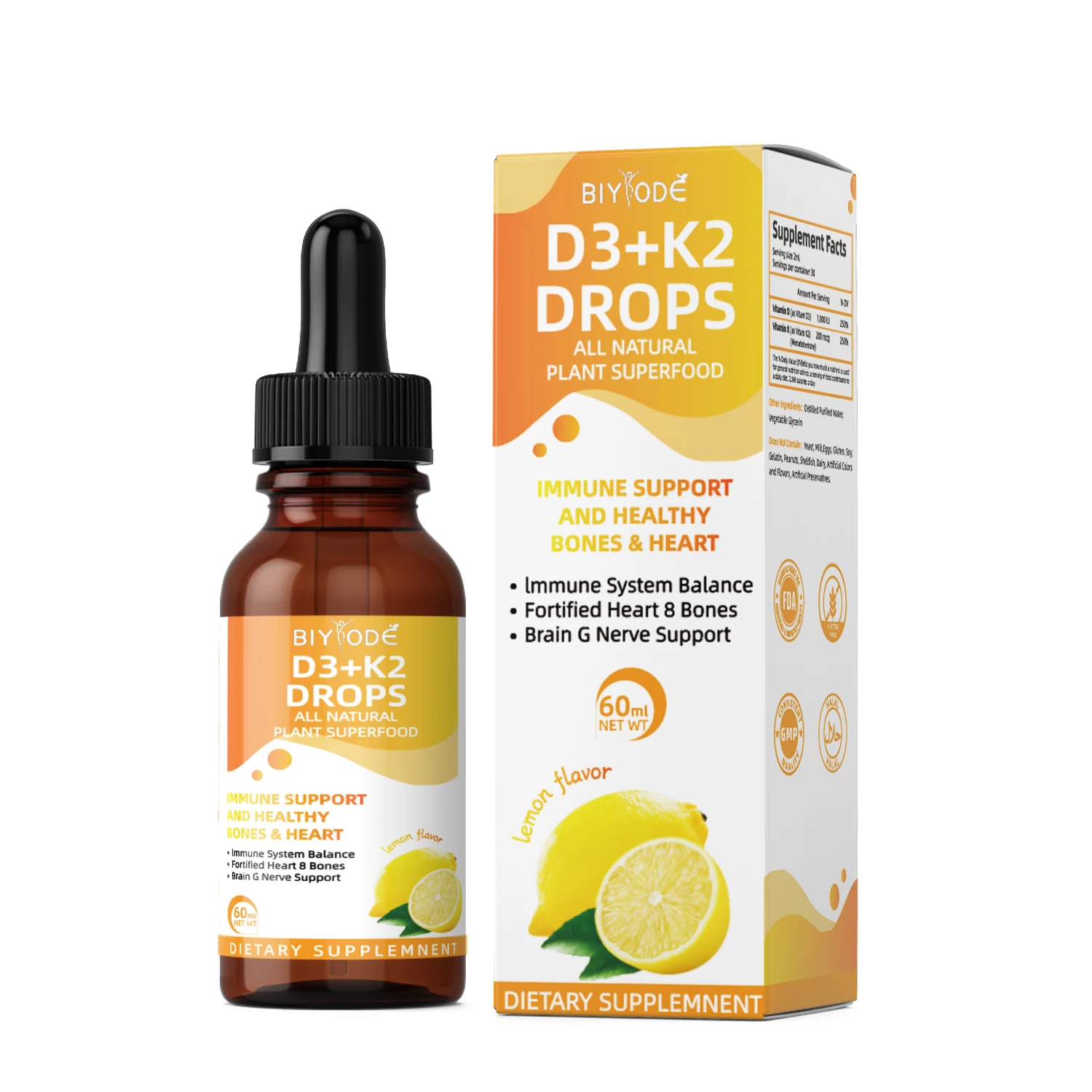 

Vitamin D3 K2 Supplement 60ml Bone Health Support Nutritional Supplement