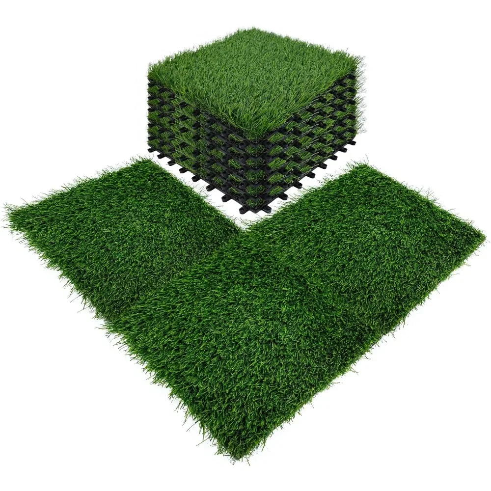 

Artificial Turf Patch Tiles 18PCS Self-draining Grass Mat 1.2" Grass Height/1.58“ Pile Height (1x1 ft) for Pet, Garden