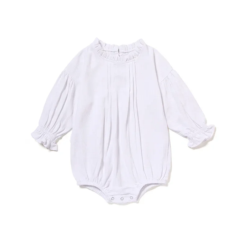 MILANCEL Autumn New Baby Bodysuits Linen One Piece Long Sleeve Baby Outfit Newborn Clothes