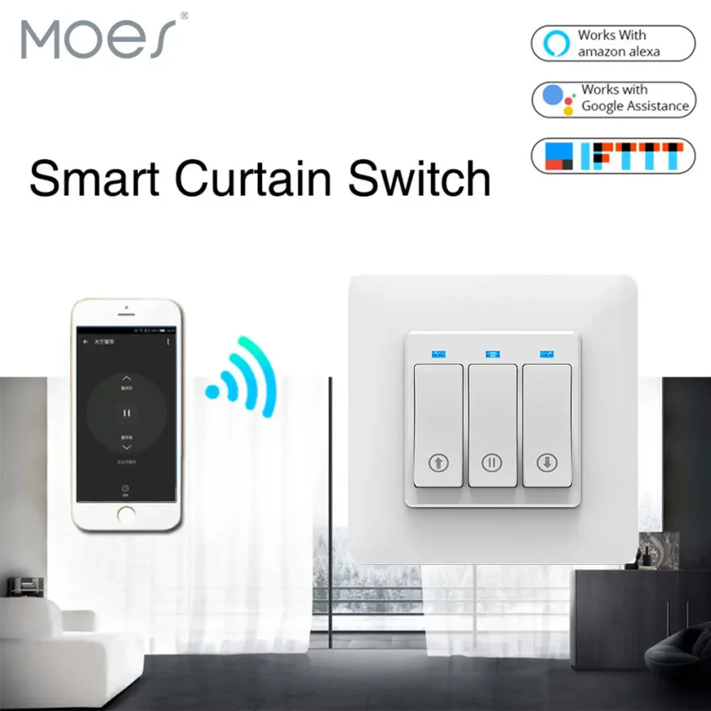 WiFi Smart Curtain Switch Tuya Smart Life App Remote Control Motorized Curtain Motor Roller Blinds,Works with Alexa Google Home