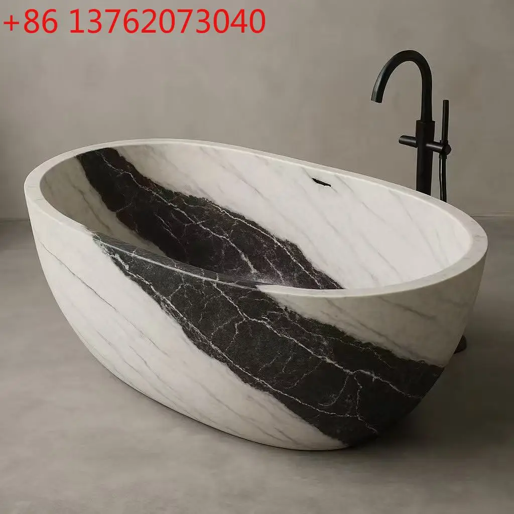 

Роскошная мраморная ванна на заказ - ручная резная твердая каменная ванна, независимая ванна для главной ванной комнаты и спроектированная центральная часть