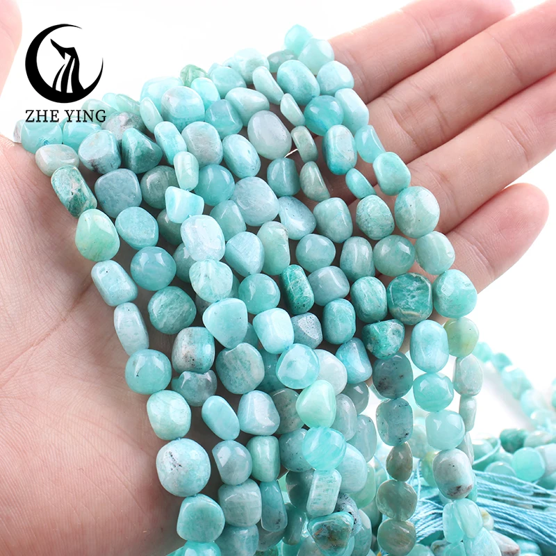 

Zhe Ying 100% Amazonite 8-10mm Beads Irregular Natural Gemstone Beads for Bracelet Necklace Making DIY Jewelry Accessories