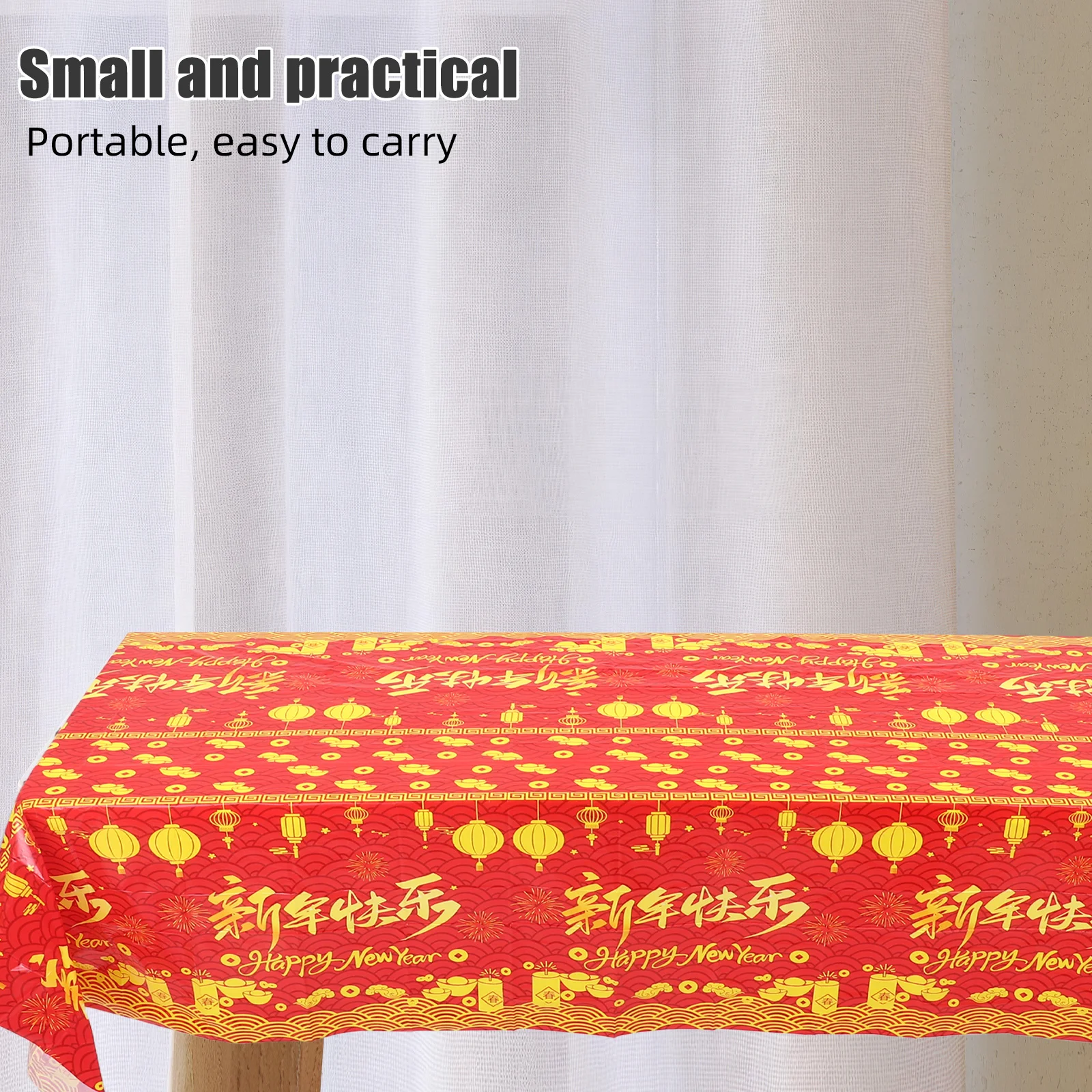 

2pcs New Year Party Tablecloth Red Rectangular Plastic Cover 2026 Horse Year Design Washable For Spring Festival Wedding