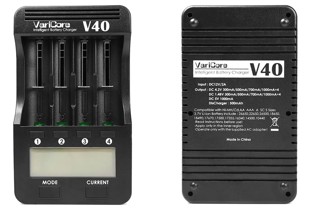 New VariCore V40 LCD Battery Charger for 3.7V 18650 26650 18500 16340 14500 18350 lithium battery 1.2V AA / AAA NiMH batteries