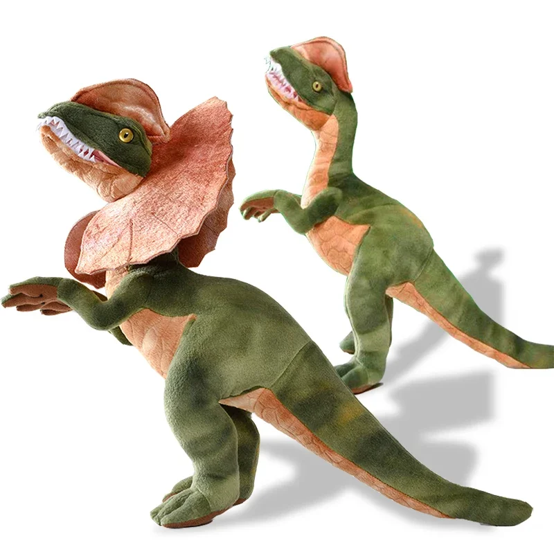 쥬라기 공원 Dilophosaurus 공룡 플러시 장난감 더블 cre도마뱀 그림 박제 장난감 쿨 아이 선물 Dropshipping