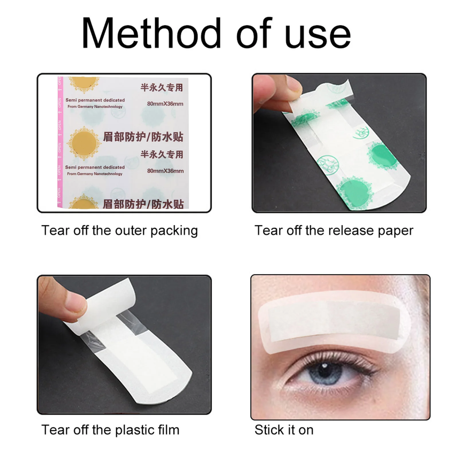 50PCS Eyebrow Tattoo Protection Pastes Waterproof Tape Eyebrow Lips Tattoo Aftercare Paste Microblading Make Up Tattoo Supplies