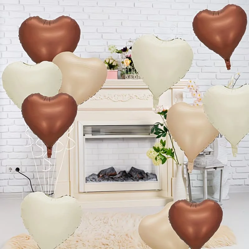 18 Zoll Herz-Folienballon-Set 12 Stück Metallballons für Hochzeit, Verlobung, Valentinstag, Geburtstag, Jubiläum, Partydekoration