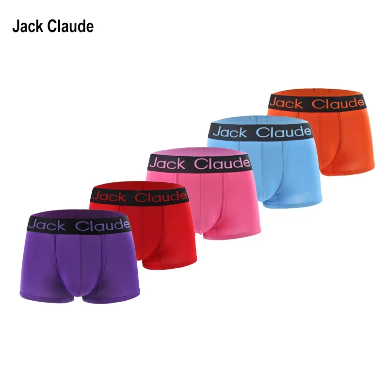 JACK CLAUDE-Boxer pour Homme, Sous-Vêtement Solide, Sexy, Lingerie, Slip, Vente en Gros, Majtki Mesperforé, 5 Pièces