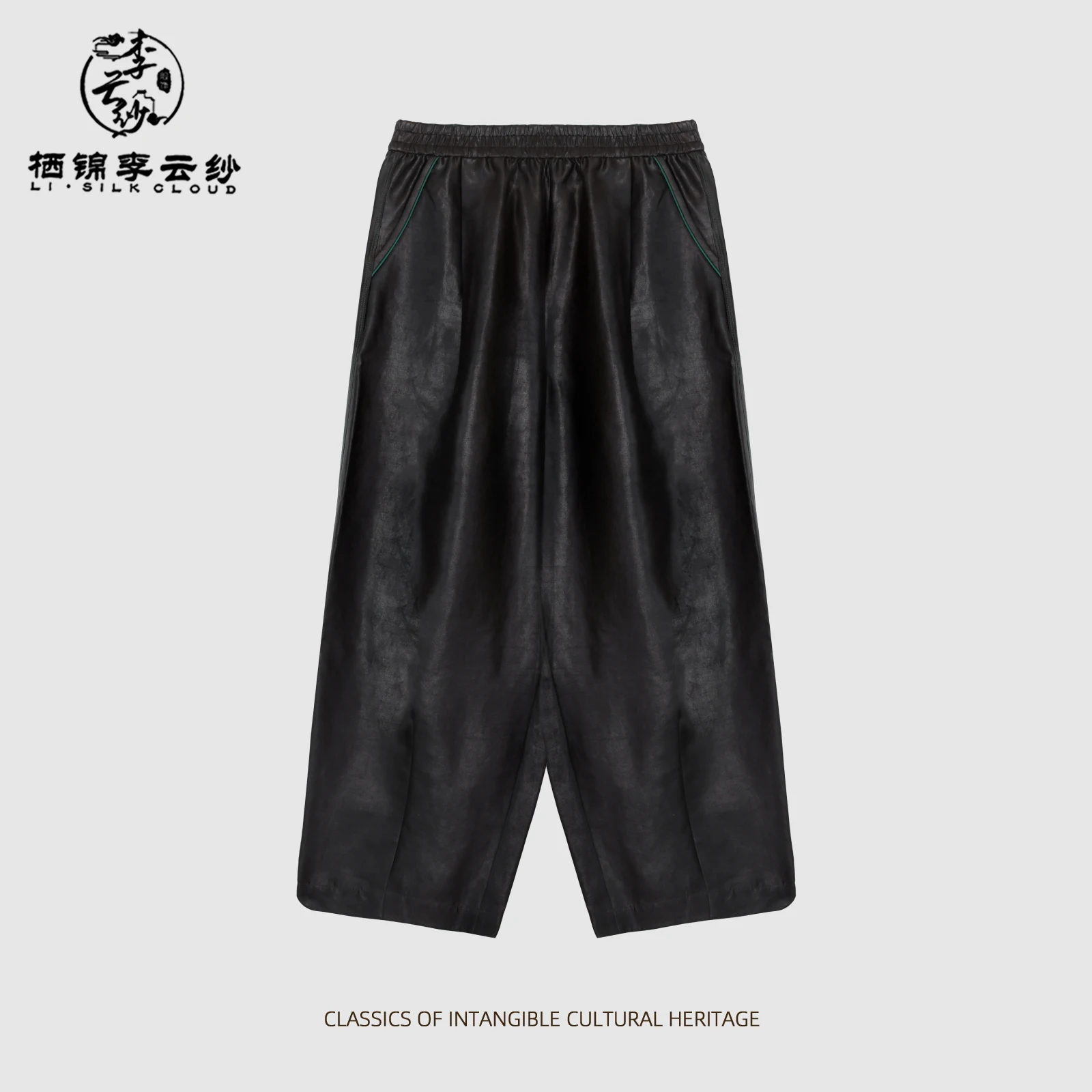 

LI SILK CLOUD xiangyunsha Long Pants-Oriental Lightweight Breathable, Classic Chinese Guangdong Black Pearl Guangdong Gauze