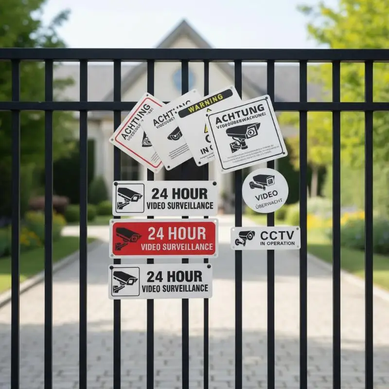 24 Hour Video Surveillance Sign Metal CCTV Warning Plate Waterproof Security Alert Plaque For Home Yard Villa Outdoor Wall Use