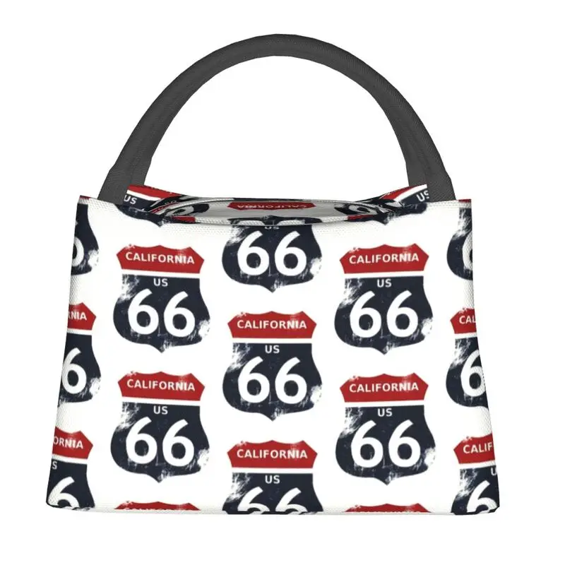 California Route 66 No Border Insulated Lunch Bag for Work Office USA Highways Leakproof Cooler Thermal Lunch Box Women