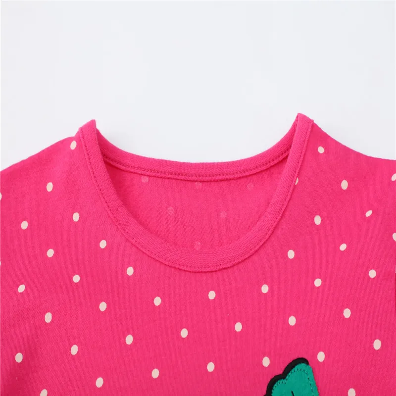 Jumping Meters New Arrival Autumn Spring Dinosaur Embroidery Hot Selling Toddler Kids Tees Tops Fashion Baby Girls Costume