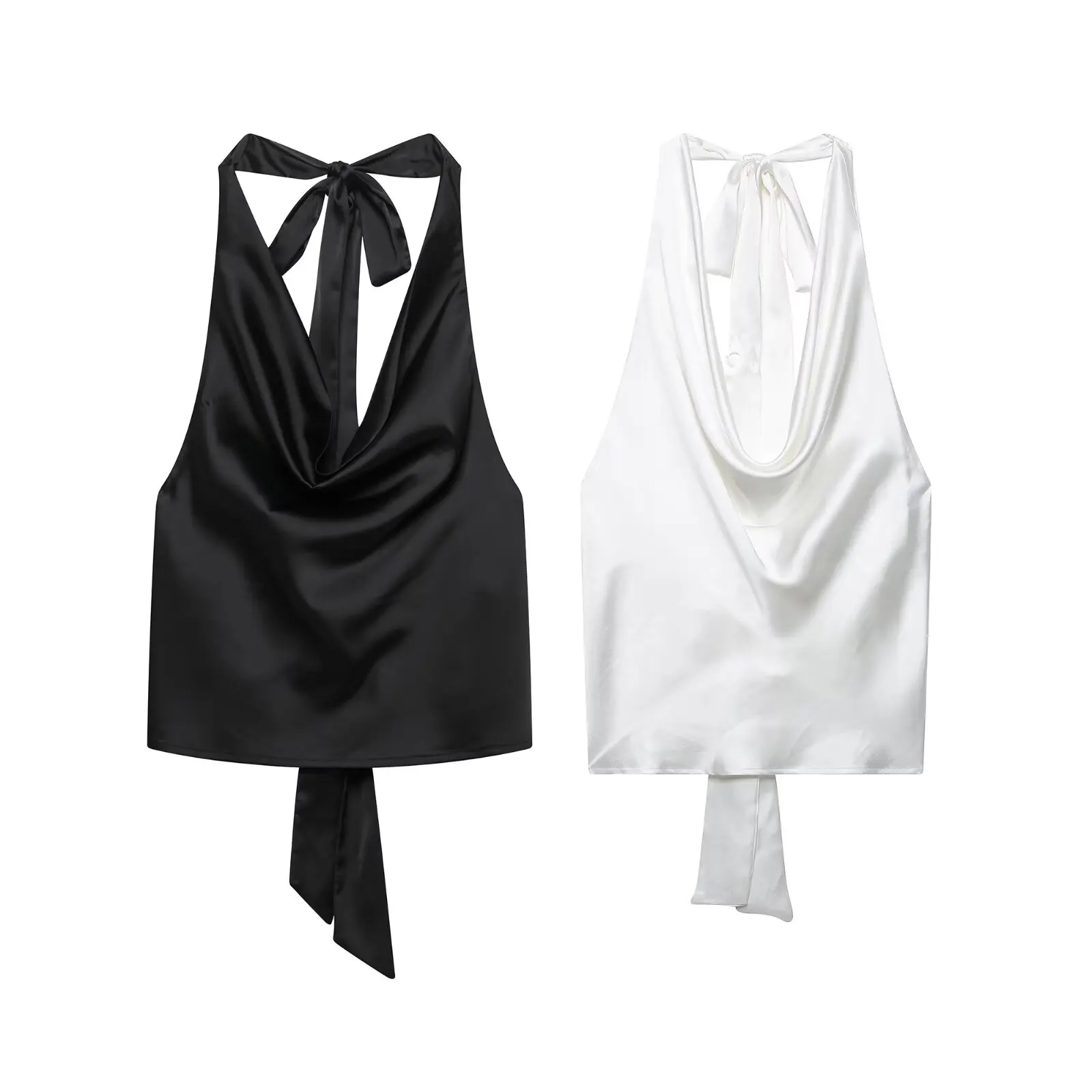 Zevity 2025 Frauen Sexy Ärmellose Backless Bogen Gebunden Soft Touch Bluse Weibliche FashionHalter Shirts Sommer Blusas Chic Tops LS9013