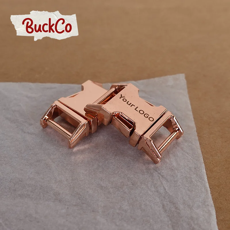 20ชิ้น/ล็อตแกะสลักโลหะโค้งด้านข้าง Quick Release Buckles For15mm สัตว์เลี้ยงสังกะสีอัลลอยด์โลหะชุบหัวเข็มขัด BU15RG